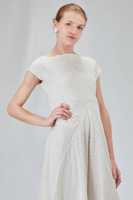 long and asymmetric dress in cotton voile with thin checks design - MARC LE BIHAN 