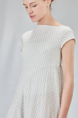 long and asymmetric dress in cotton voile with thin checks design - MARC LE BIHAN 