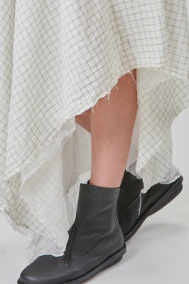 long and asymmetric dress in cotton voile with thin checks design - MARC LE BIHAN 