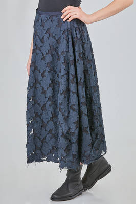 longuette skirt in viscose and polyamide tulle with sewn cotton flowers, lined in cotton - MARC LE BIHAN 