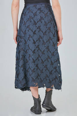 longuette skirt in viscose and polyamide tulle with sewn cotton flowers, lined in cotton - MARC LE BIHAN 