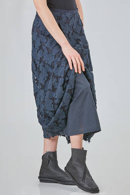 longuette skirt in viscose and polyamide tulle with sewn cotton flowers, lined in cotton - MARC LE BIHAN 