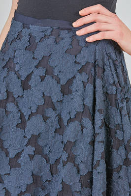 longuette skirt in viscose and polyamide tulle with sewn cotton flowers, lined in cotton - MARC LE BIHAN 