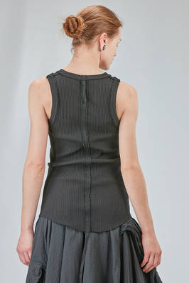 hip-lenght tank top, lean, in vertical ribbed heavy cotton knit - MARC LE BIHAN 