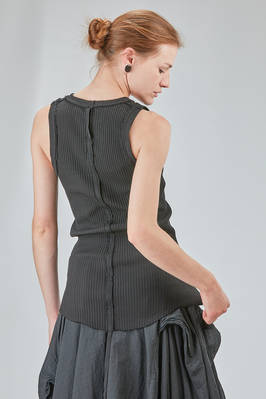 hip-lenght tank top, lean, in vertical ribbed heavy cotton knit - MARC LE BIHAN 