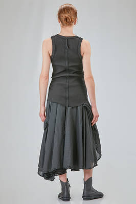 hip-lenght tank top, lean, in vertical ribbed heavy cotton knit - MARC LE BIHAN 
