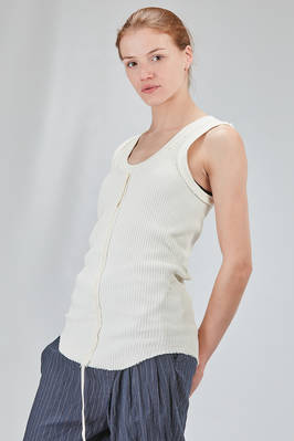 hip-lenght tank top, lean, in vertical ribbed heavy cotton knit - MARC LE BIHAN 