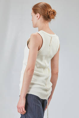 hip-lenght tank top, lean, in vertical ribbed heavy cotton knit - MARC LE BIHAN 
