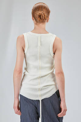 hip-lenght tank top, lean, in vertical ribbed heavy cotton knit - MARC LE BIHAN 
