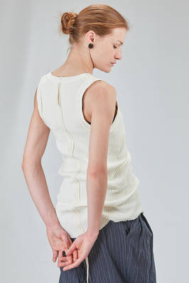 hip-lenght tank top, lean, in vertical ribbed heavy cotton knit - MARC LE BIHAN 