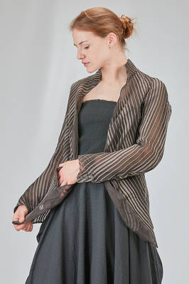 hip-lenght jacket, slim, in doubled silk voile with tone on tone lines - MARC LE BIHAN 