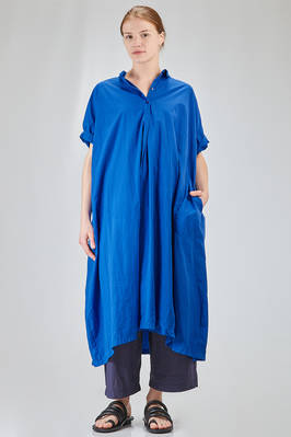 longuette dress wide shirt-like in washed cotton poplin  - 408