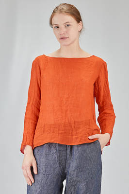 hip-lenght top, wide, in light washed linen crêpe  - 408
