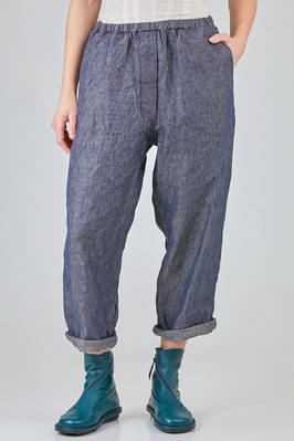 wide trousers, in iridescent washed linen denim  - 408