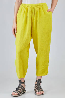 wide trousers, in washed linen crêpe  - 408