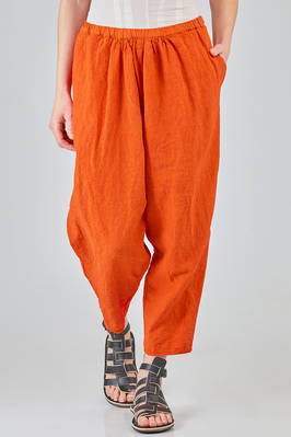 wide trousers, in washed linen crêpe  - 408