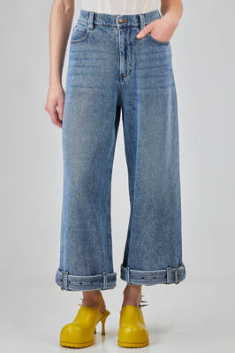 ankle length jeans, soft, in washed organic cotton denim  - 397