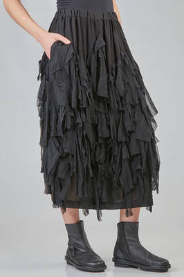 longuette skirt, wide, in washed polyester georgette - COMME des GARÇONS - COMME des GARÇONS 