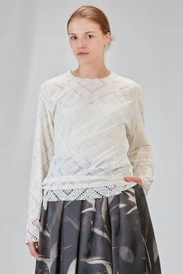 long and lean t-shirt in tricot polyester knit and polyester tulle  - 157