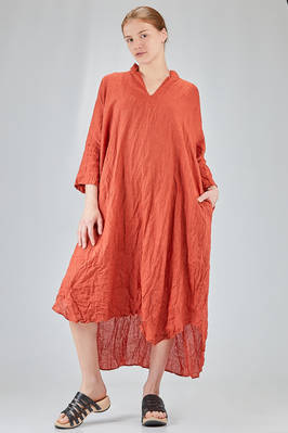 longuette shirt dress, wide, in washed and flamed linen canvas  - 385