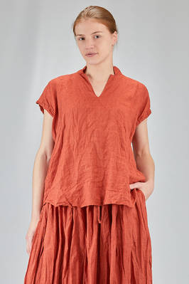 hip-lenght top, wide, in washed and flamed linen canvas  - 385