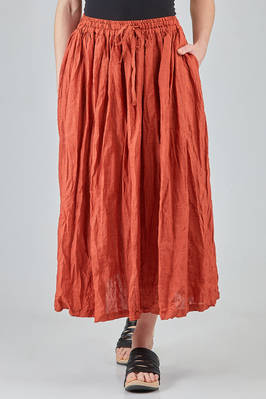 long and wide skirt, in washed and flamed linen canvas  - 385