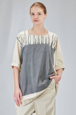 long and wide tunic in flamed and printed cotton jersey  - 392
