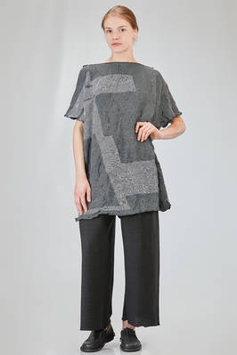 long and wide tunic in crinkled striped ecotex cotton and polyester knit - KNIT KNIT 