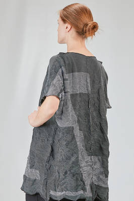 long and wide tunic in crinkled striped ecotex cotton and polyester knit - KNIT KNIT 
