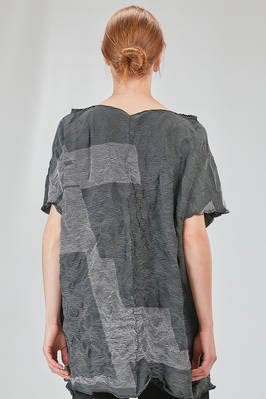 long and wide tunic in crinkled striped ecotex cotton and polyester knit - KNIT KNIT 