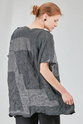 long and wide tunic in crinkled striped ecotex cotton and polyester knit - KNIT KNIT 