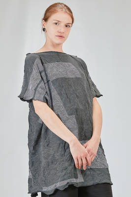 long and wide tunic in crinkled striped ecotex cotton and polyester knit - KNIT KNIT 