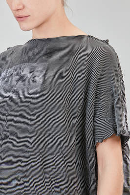 long and wide tunic in crinkled striped ecotex cotton and polyester knit - KNIT KNIT 