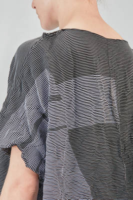 long and wide tunic in crinkled striped ecotex cotton and polyester knit - KNIT KNIT 