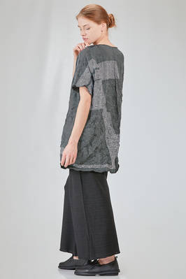 long and wide tunic in crinkled striped ecotex cotton and polyester knit - KNIT KNIT 