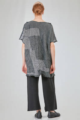 long and wide tunic in crinkled striped ecotex cotton and polyester knit - KNIT KNIT 