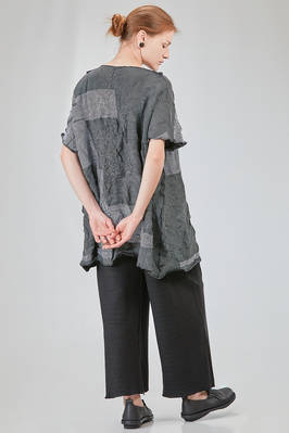long and wide tunic in crinkled striped ecotex cotton and polyester knit - KNIT KNIT 