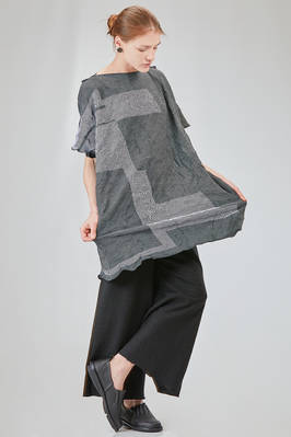 long and wide tunic in crinkled striped ecotex cotton and polyester knit - KNIT KNIT 