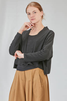 short and wide cardigan in cotton, polyester and nylon knit with wavy texture - KNIT KNIT 