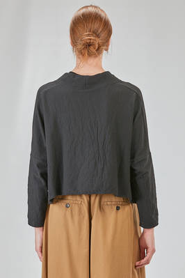 short and wide cardigan in cotton, polyester and nylon knit with wavy texture - KNIT KNIT 