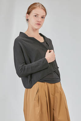short and wide cardigan in cotton, polyester and nylon knit with wavy texture - KNIT KNIT 