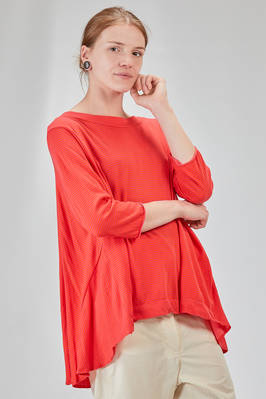 hip-lenght t-shirt, wide, in ecotex cotton and polyester knit with thin stripes - KNIT KNIT 