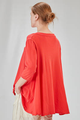 hip-lenght t-shirt, wide, in ecotex cotton and polyester knit with thin stripes - KNIT KNIT 