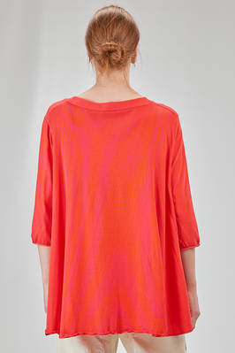 hip-lenght t-shirt, wide, in ecotex cotton and polyester knit with thin stripes - KNIT KNIT 