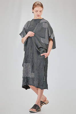 long and wide cardigan in crinkled cotton, nylon and polyamide knit with thin stripes - KNIT KNIT 