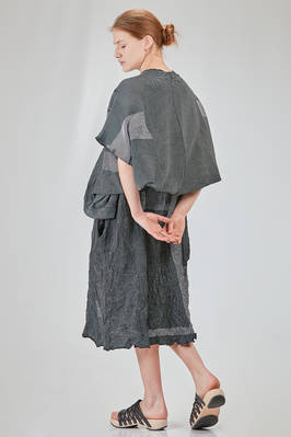 long and wide cardigan in crinkled cotton, nylon and polyamide knit with thin stripes - KNIT KNIT 