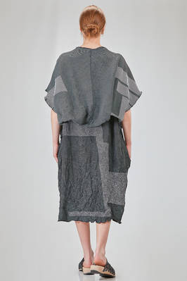 long and wide cardigan in crinkled cotton, nylon and polyamide knit with thin stripes - KNIT KNIT 