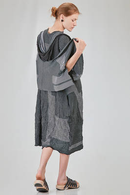 long and wide cardigan in crinkled cotton, nylon and polyamide knit with thin stripes - KNIT KNIT 