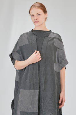 long and wide cardigan in crinkled cotton, nylon and polyamide knit with thin stripes - KNIT KNIT 