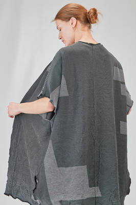 long and wide cardigan in crinkled cotton, nylon and polyamide knit with thin stripes - KNIT KNIT 